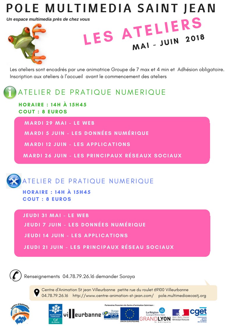 Ateliers mai juin 2018